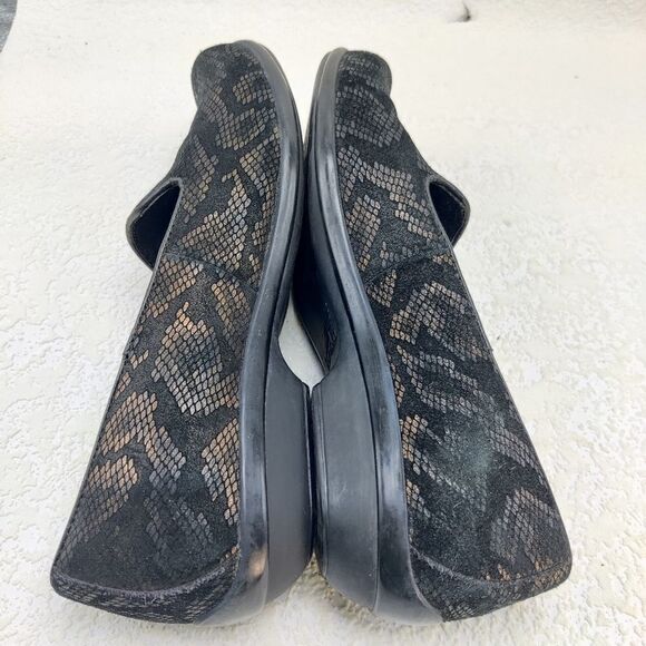 Dansko 'olivia' Loafer Flat Shoe Sz 37 US 6.5 - 7 Black & Bronze Snake Embossed - Picture 13 of 16